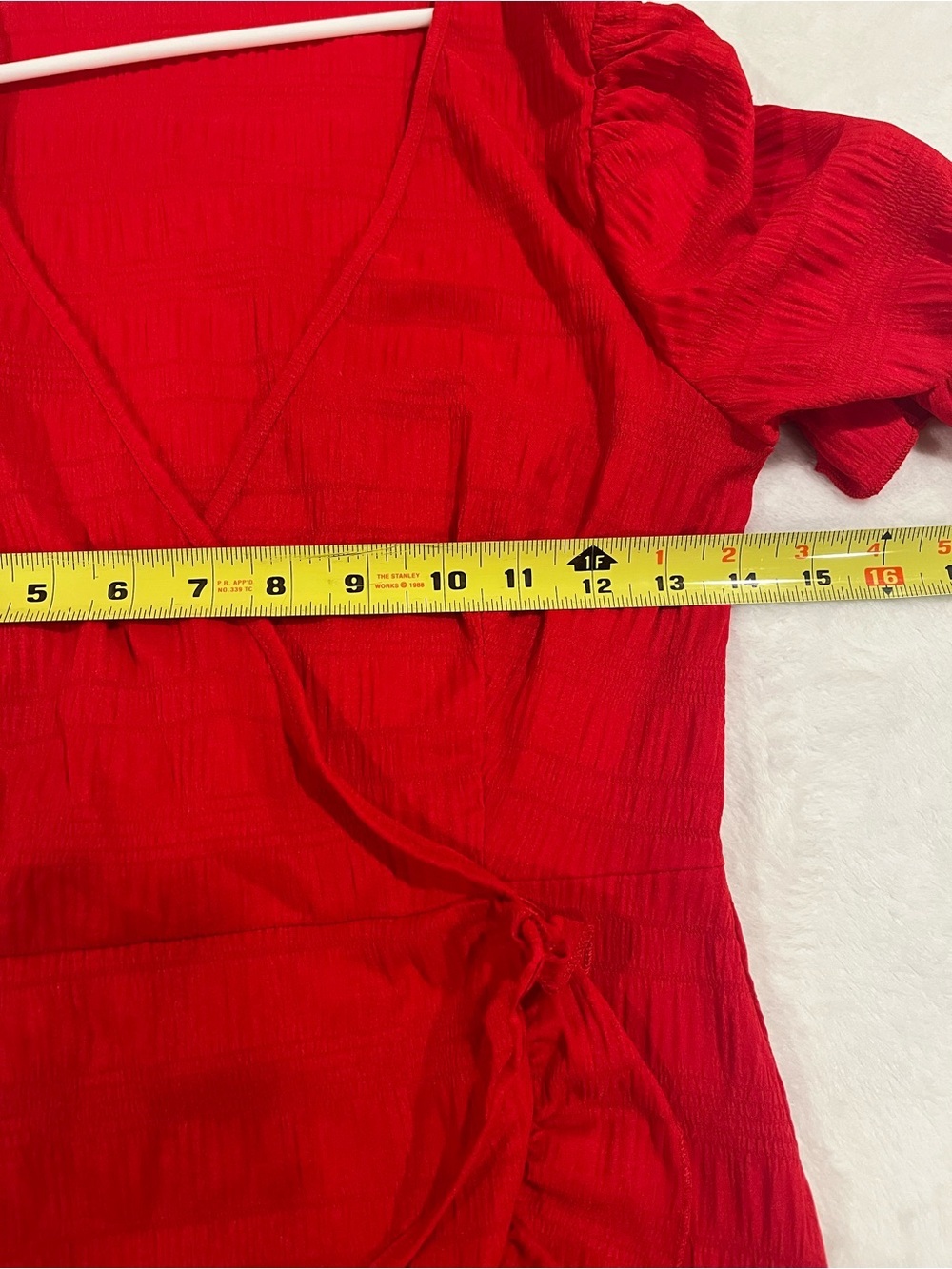 SHEIN Red Textured Wrap Dress - Small - Picture 6 of 7